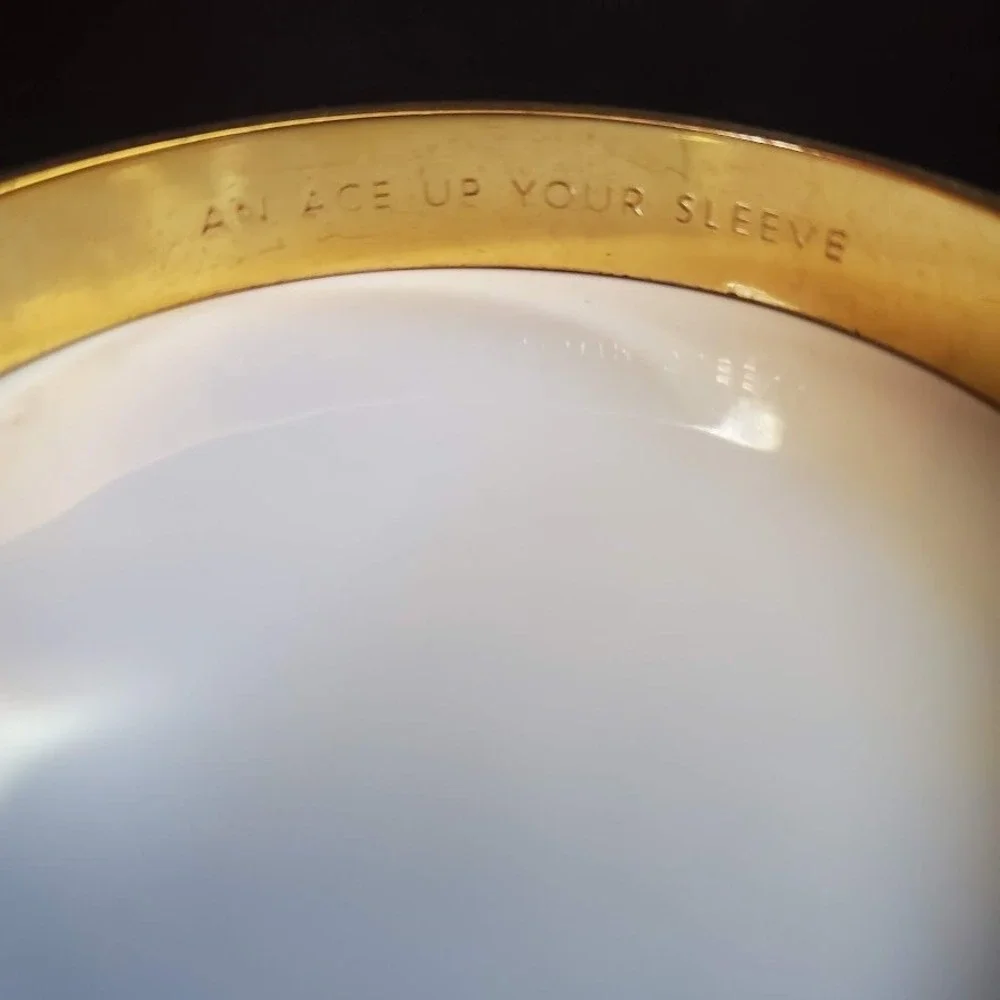 Kate Spade An Ace Up Your Sleeve Bangle Bracelet Black Enamel over Gold Plate - Picture 6 of 8